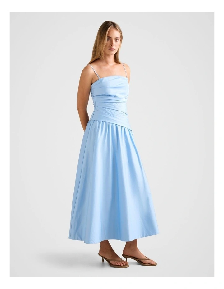 Ashton Ruched Midi Dress in Blue image 3