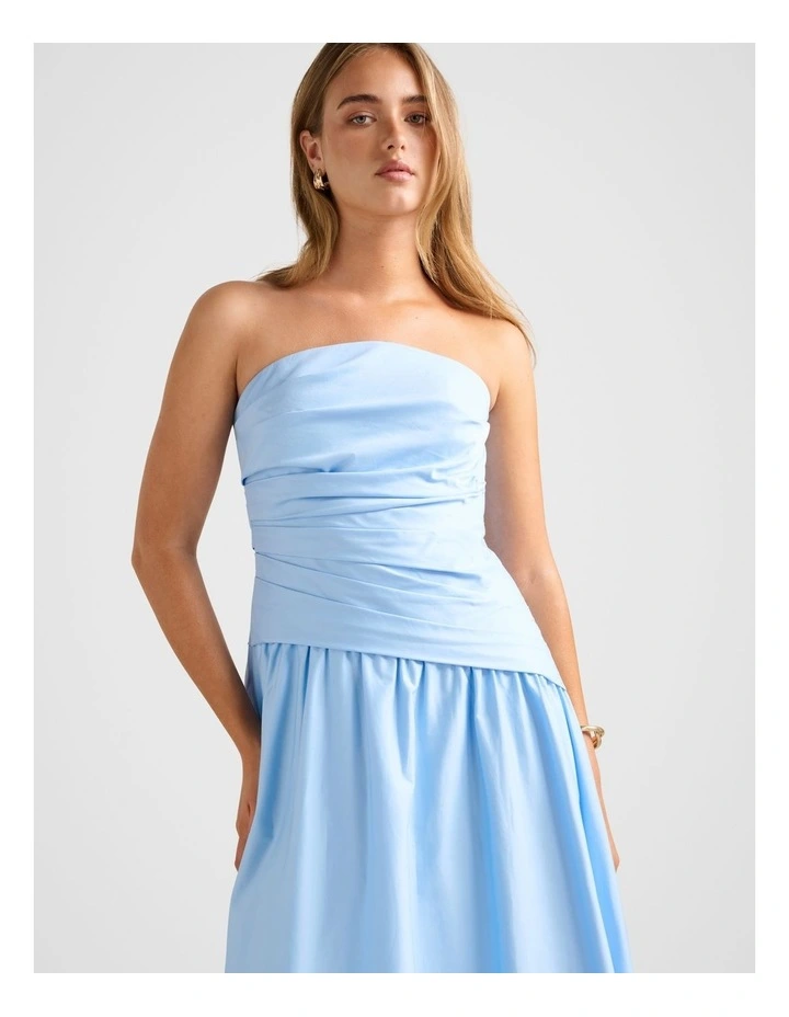 Ashton Ruched Midi Dress in Blue image 4