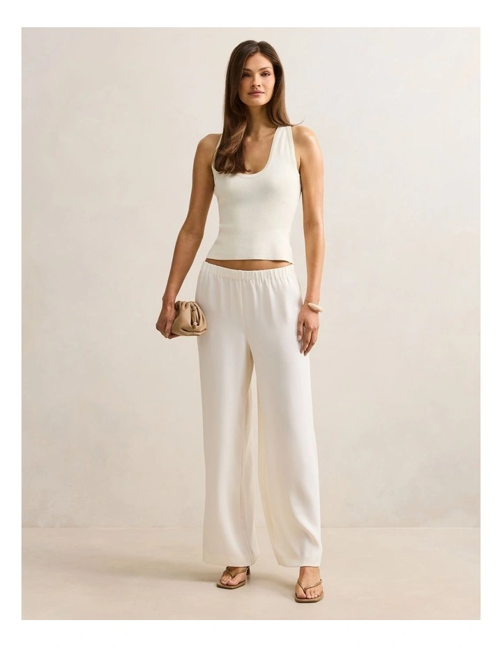 Evelyn Elastic Wide Leg Pants in Cream image 5