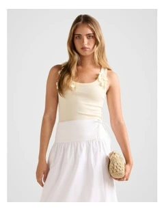 Pia Applique Scoop Neck Tank Top in Yellow