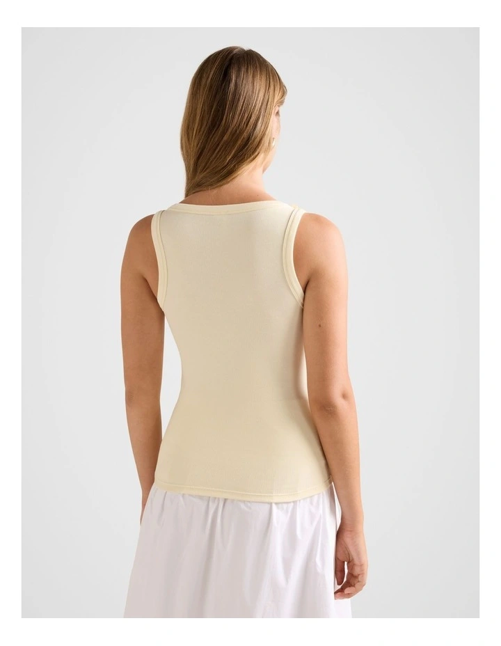 Pia Applique Scoop Neck Tank Top in Yellow image 2