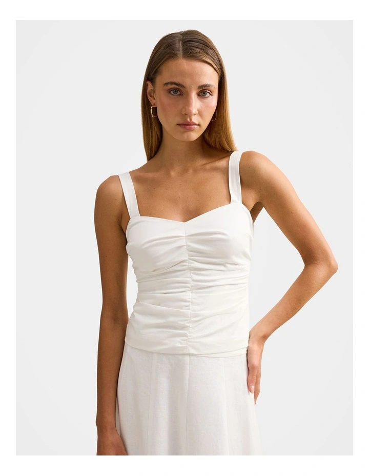 Tess Ruched Front Top in White image 1