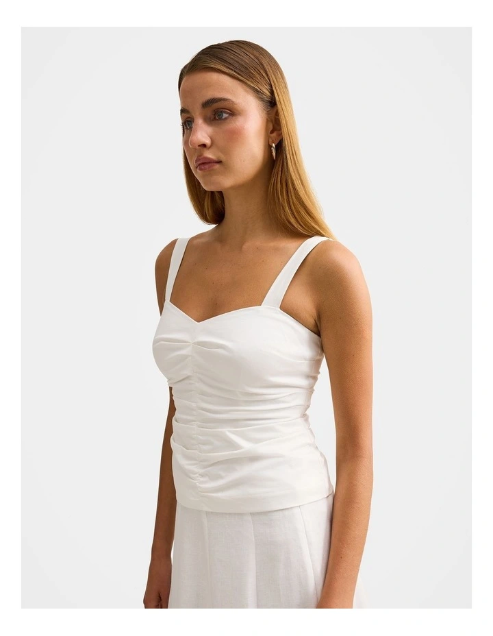 Tess Ruched Front Top in White image 3