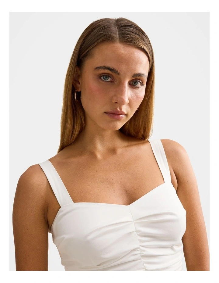 Tess Ruched Front Top in White image 4