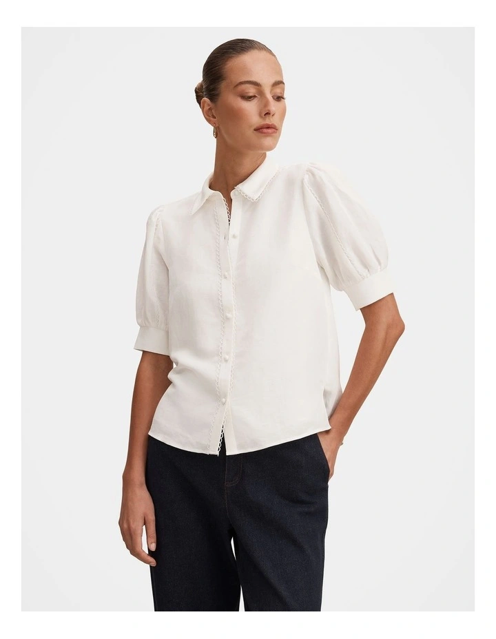 Finley Trim Detail Blouse in White image 1