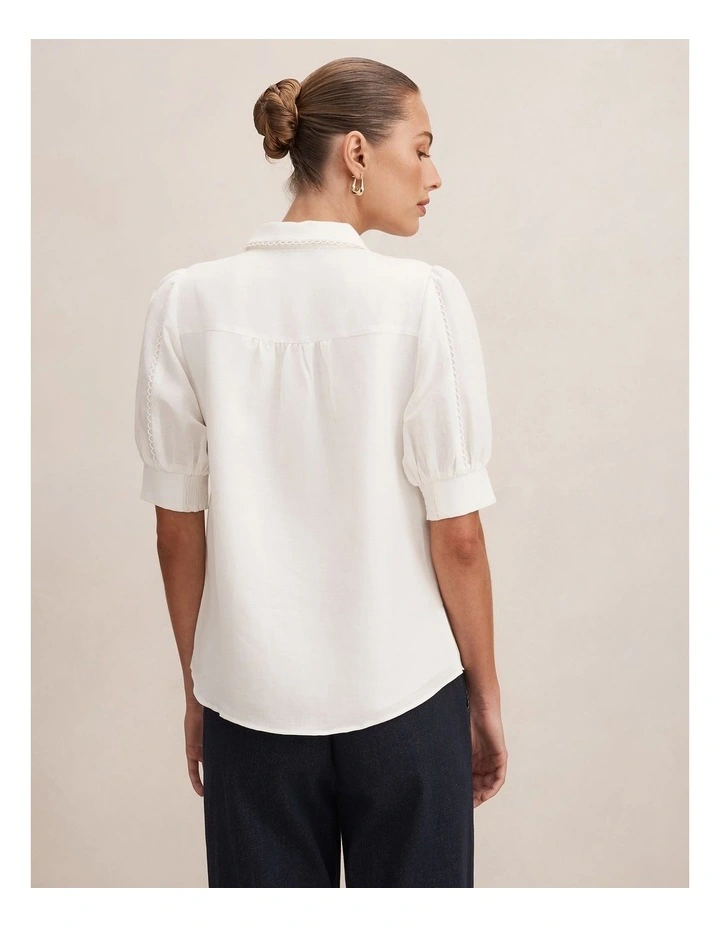 Finley Trim Detail Blouse in White image 2