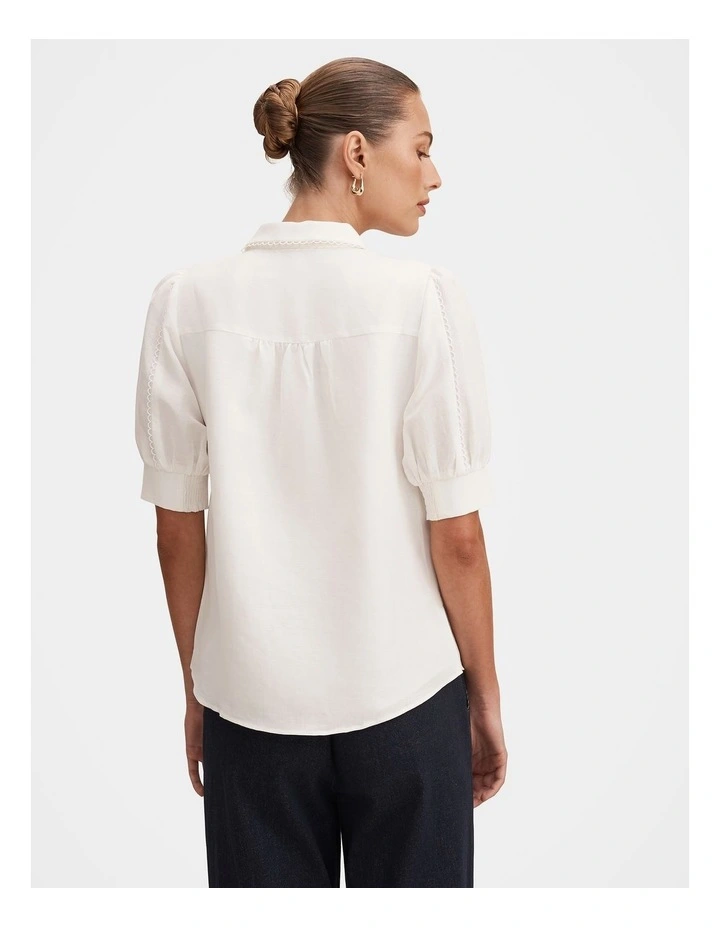 Finley Trim Detail Blouse in White image 2