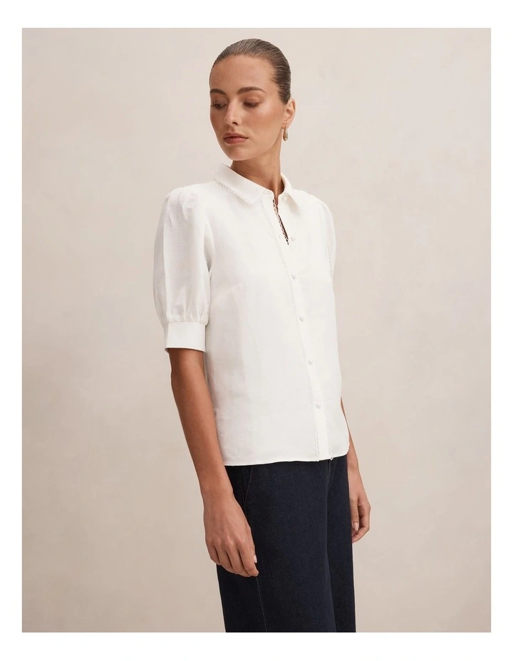 Finley Trim Detail Blouse in White image 3