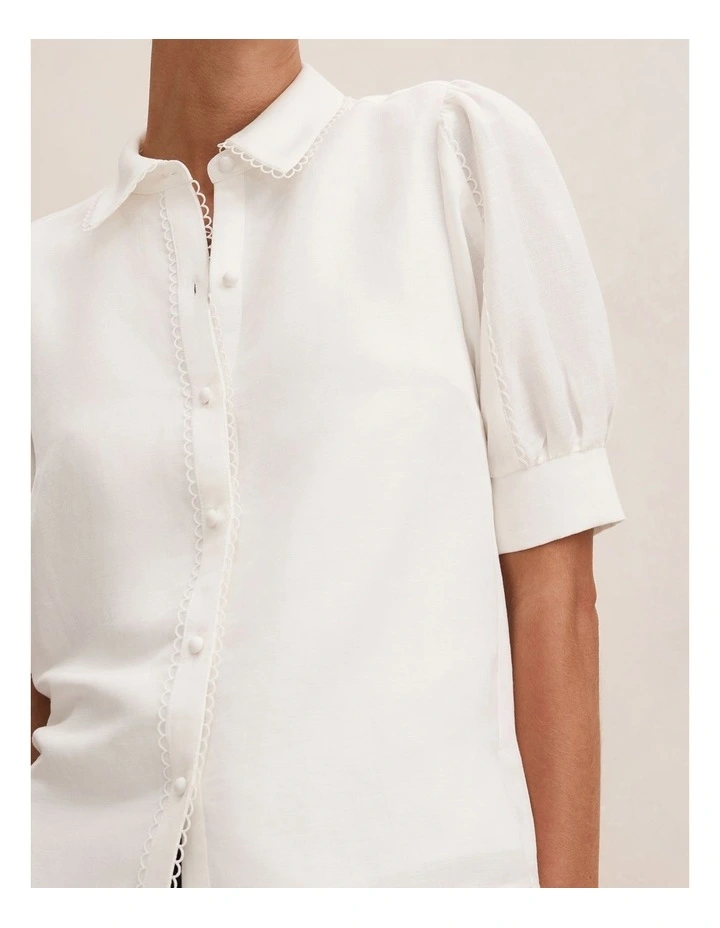 Finley Trim Detail Blouse in White image 4