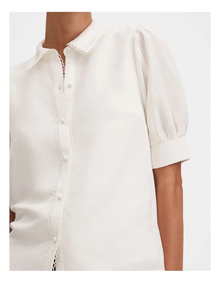 Finley Trim Detail Blouse in White image 4