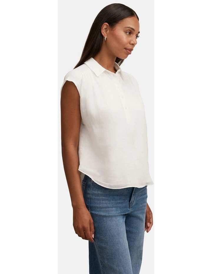 Haven Gathered Sleeveless Blouse in White image 3