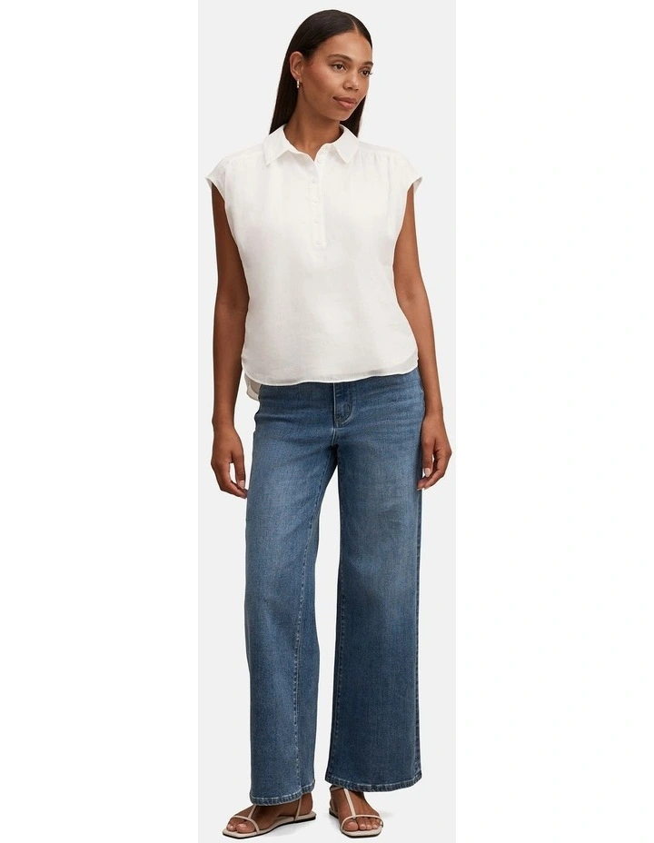 Haven Gathered Sleeveless Blouse in White image 5