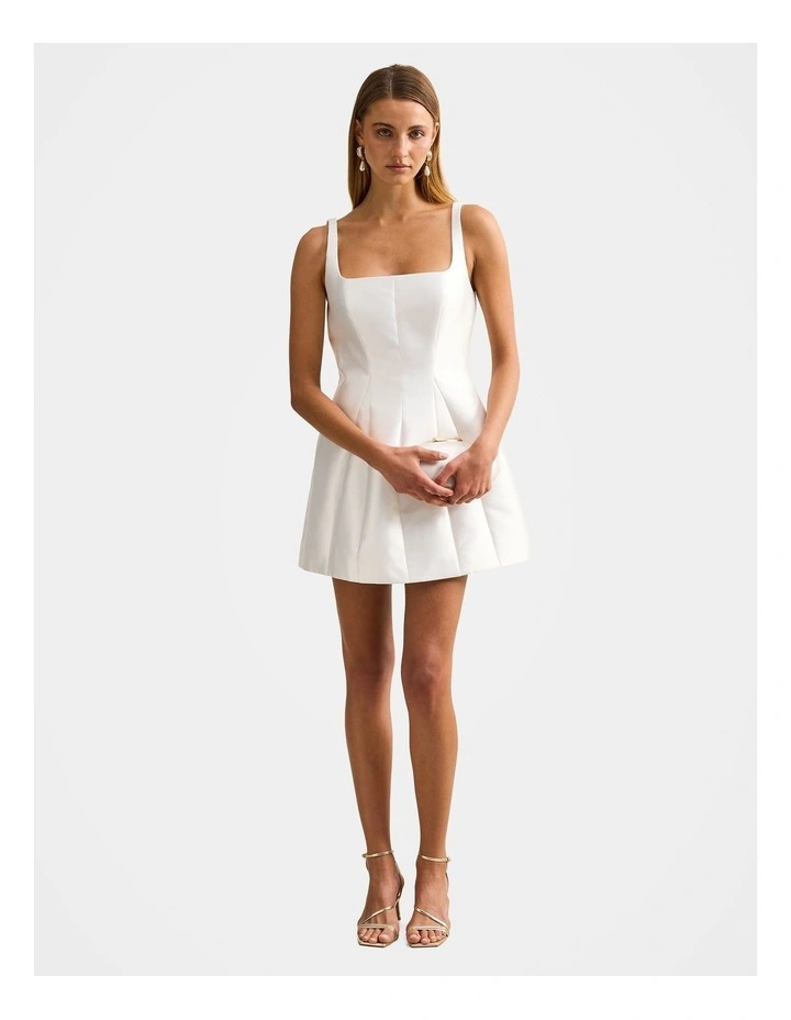 Kaitlyn Structured Satin Mini Dress in White image 4