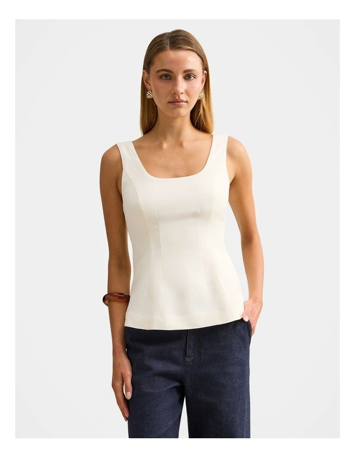 Camila Open Back Top in White image 1