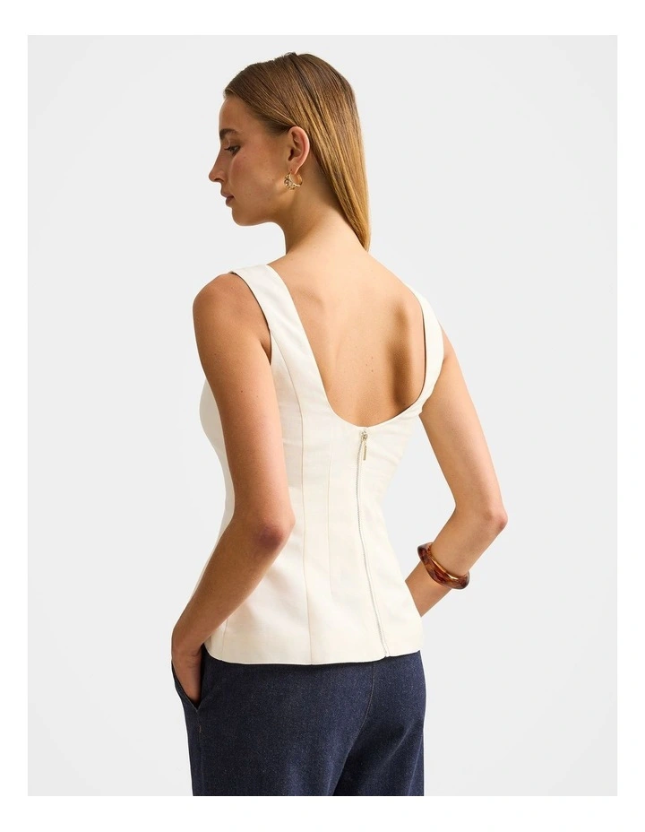 Camila Open Back Top in White image 2
