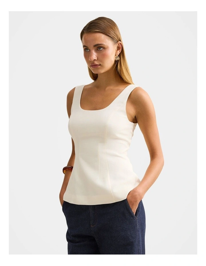 Camila Open Back Top in White image 3