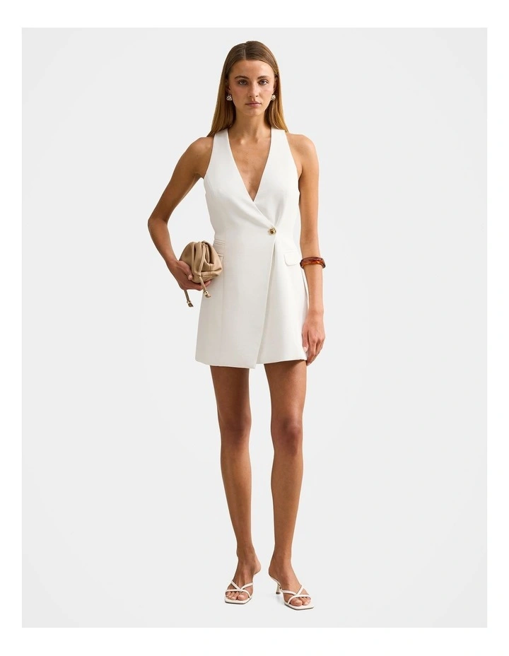 Alina Wrap Halter Neck Mini Dress in White image 1