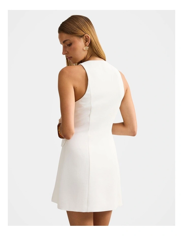 Alina Wrap Halter Neck Mini Dress in White image 2
