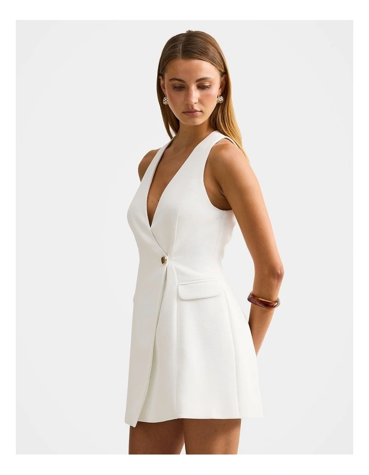 Alina Wrap Halter Neck Mini Dress in White image 3