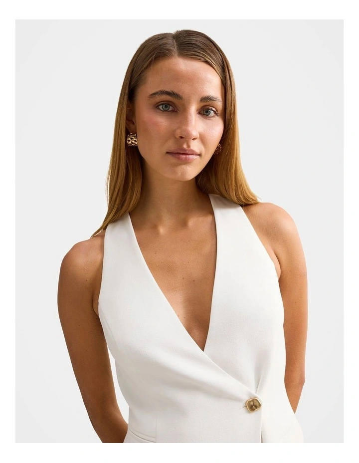 Alina Wrap Halter Neck Mini Dress in White image 4