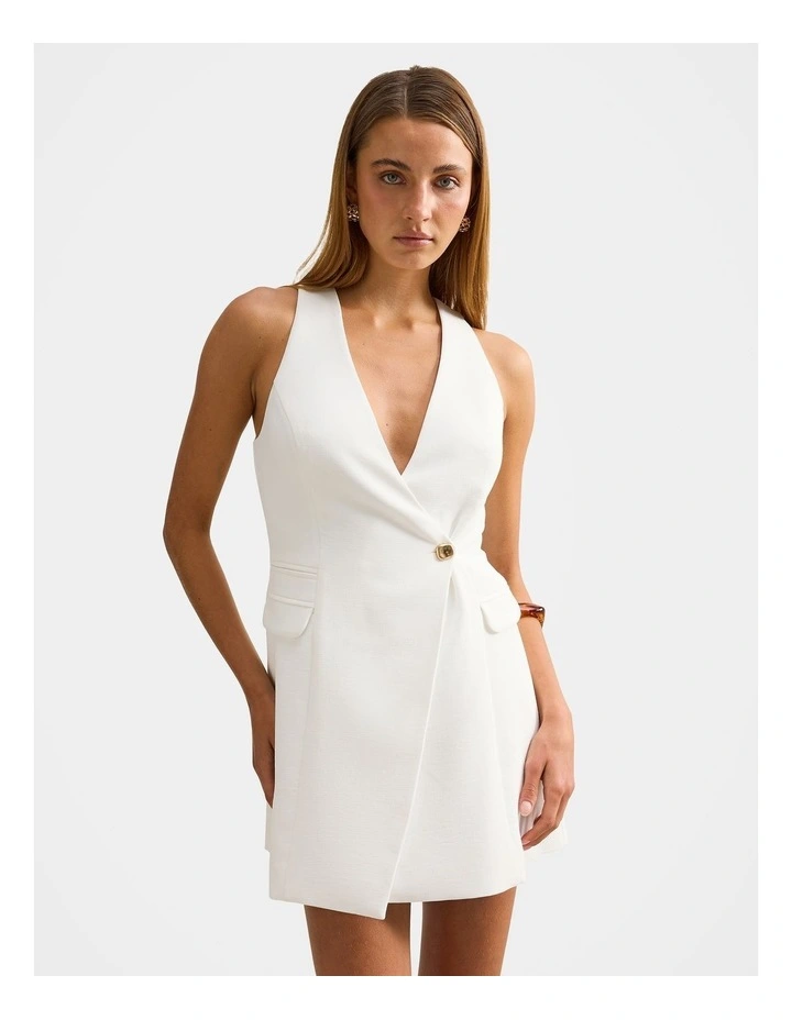 Alina Wrap Halter Neck Mini Dress in White image 5
