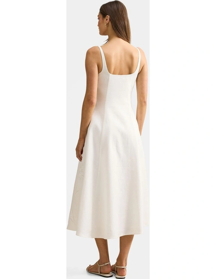 Carla Embroidery Sequin Midi Dress in White image 2