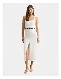 Sara Tailored Column Midi Dress in White