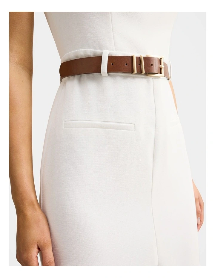 Sara Tailored Column Midi Dress in White image 4