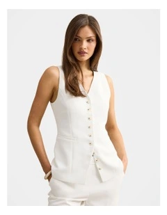 Ayla Contrast Waistcoat in White