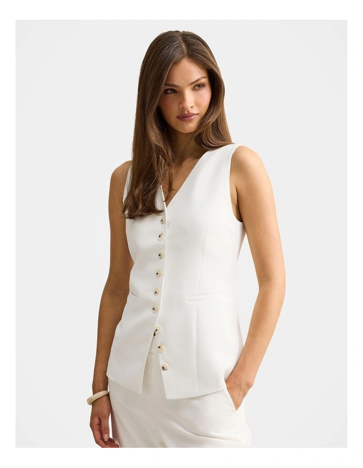 Ayla Contrast Waistcoat in White image 3