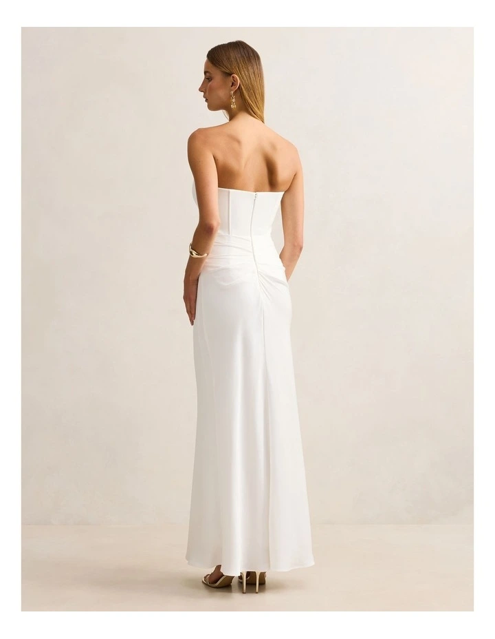 Isra Drape Strapless Maxi Dress in White image 2
