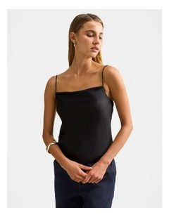 Tamsyn Satin Camisole Top in Black