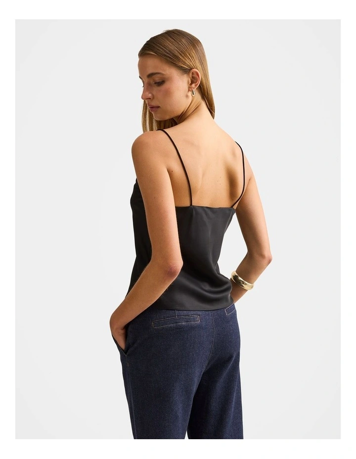 Tamsyn Satin Camisole Top in Black image 2