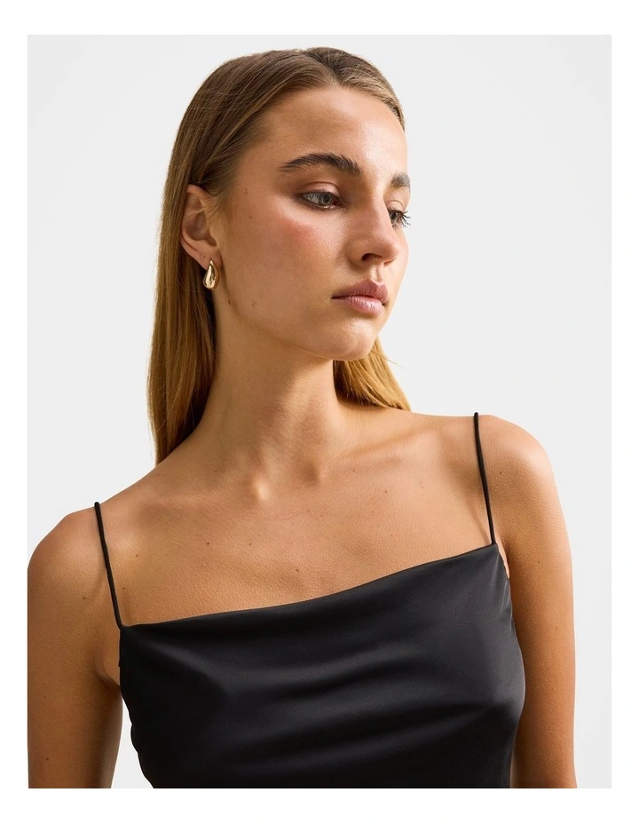 Tamsyn Satin Camisole Top in Black image 4