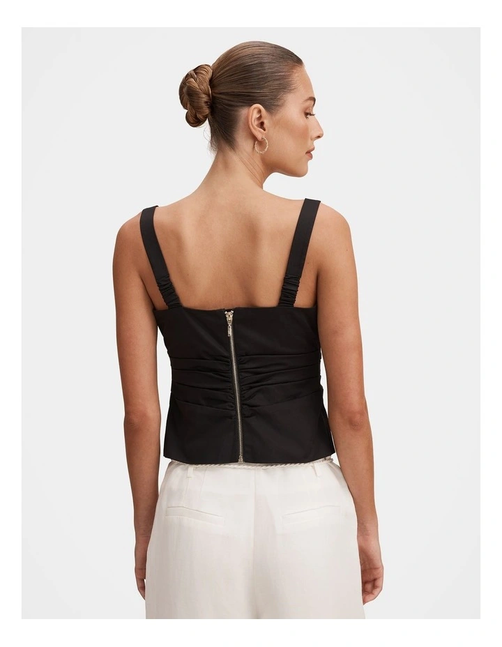 Tess Ruched Front Top in Black image 2