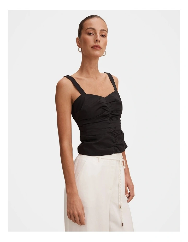Tess Ruched Front Top in Black image 3