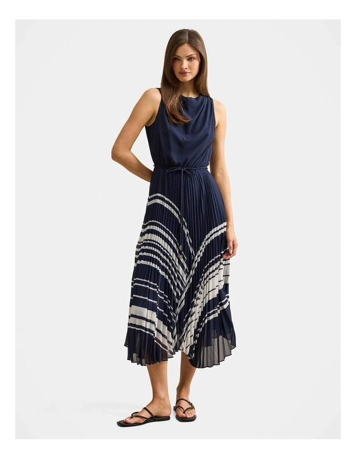 Addie Pleated Skirt Midi Dress in Multi image 1