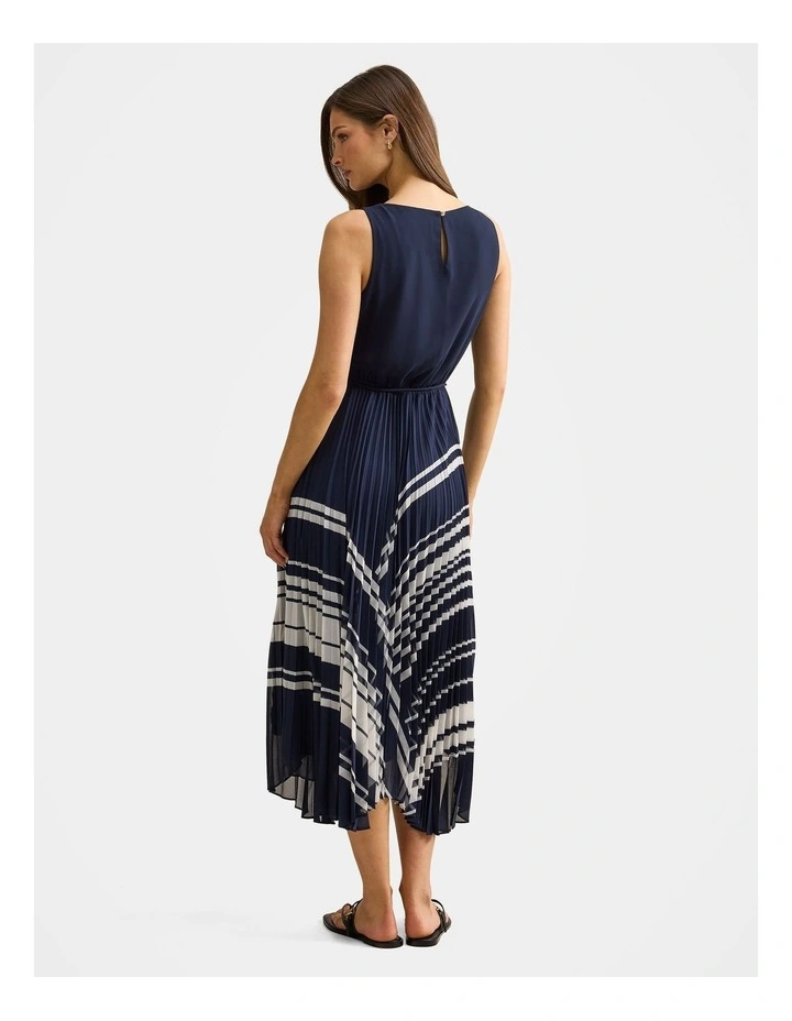 Addie Pleated Skirt Midi Dress in Multi image 2