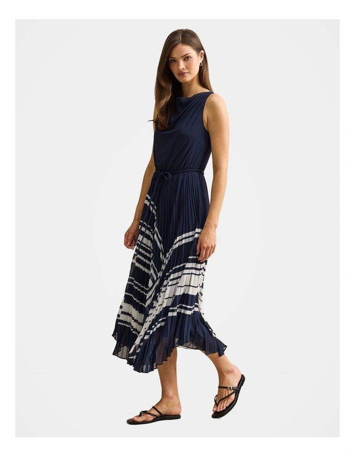 Addie Pleated Skirt Midi Dress in Multi image 3