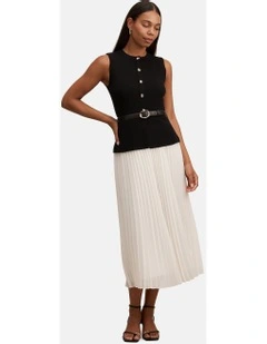 Louisa Woven Mix Knitted Dress in Black