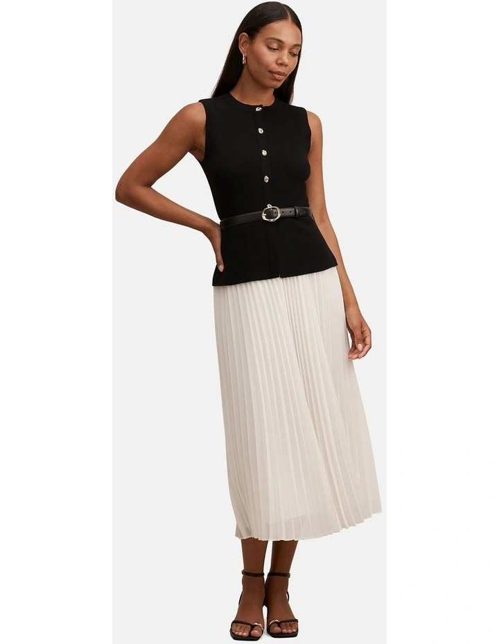 Louisa Woven Mix Knitted Dress in Black image 1