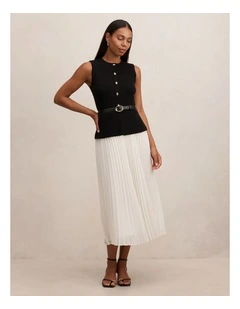 Louisa Woven Mix Knitted Dress in Black