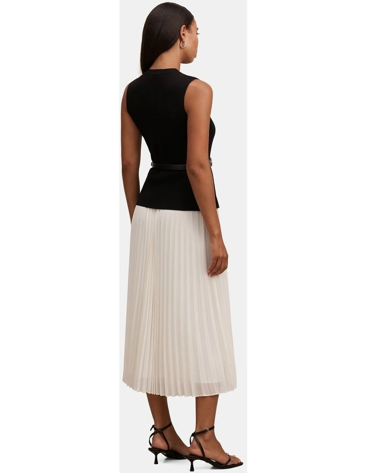 Louisa Woven Mix Knitted Dress in Black image 2