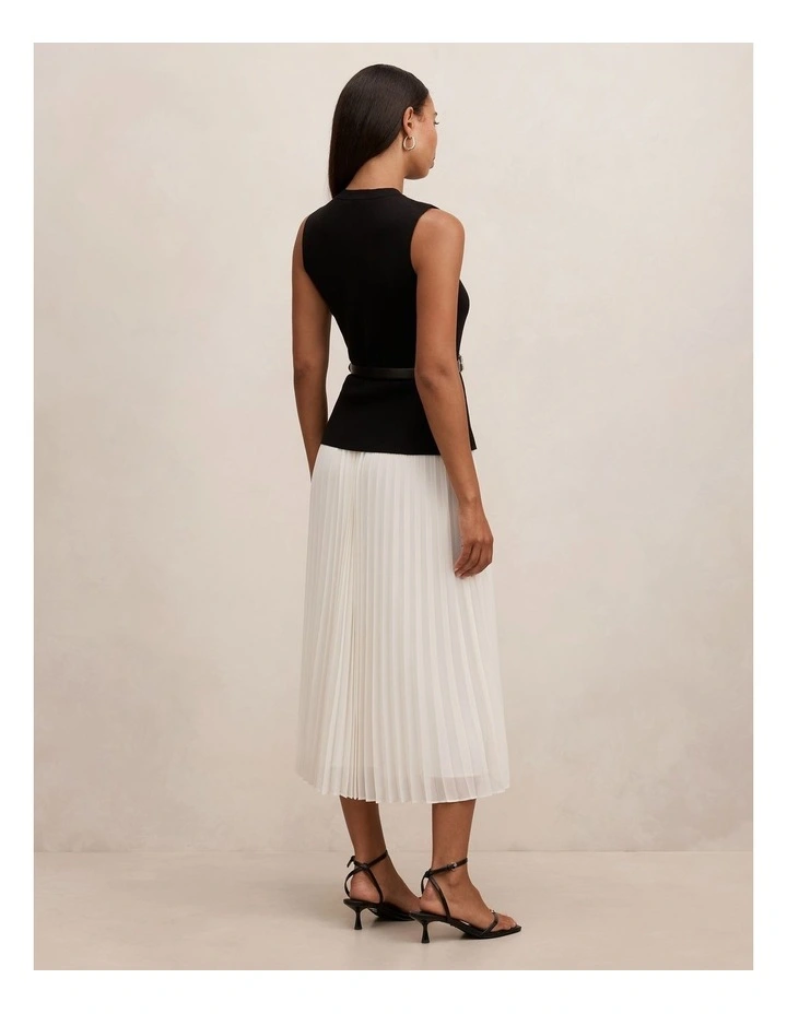 Louisa Woven Mix Knitted Dress in Black image 2