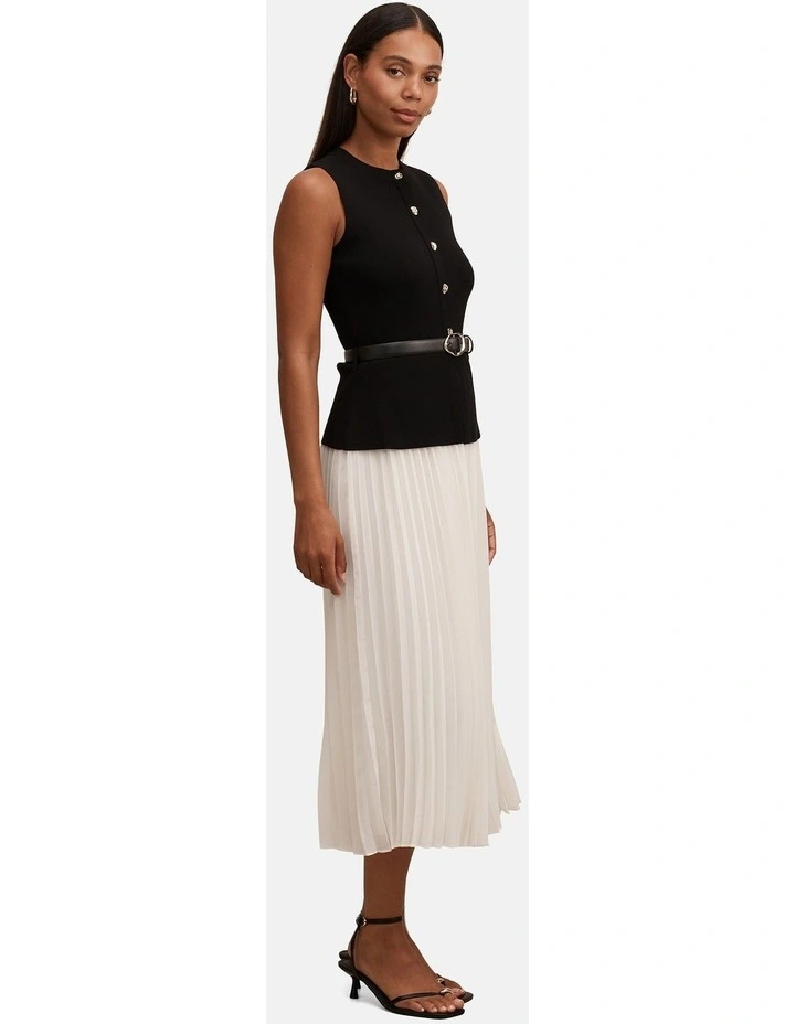 Louisa Woven Mix Knitted Dress in Black image 3