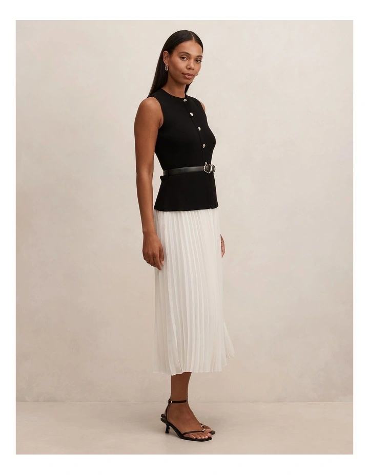 Louisa Woven Mix Knitted Dress in Black image 3