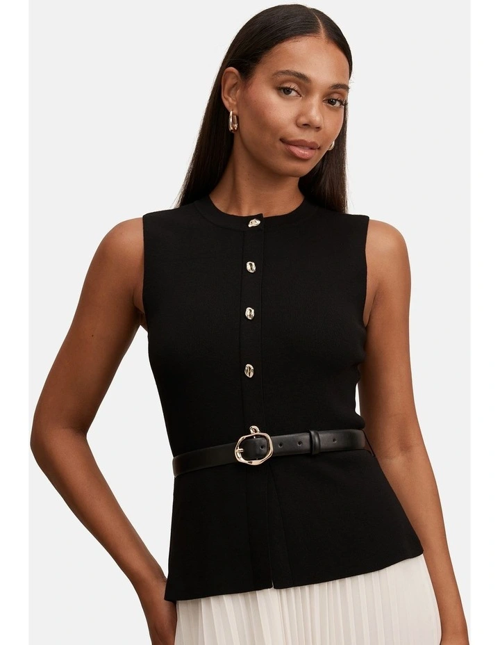 Louisa Woven Mix Knitted Dress in Black image 4