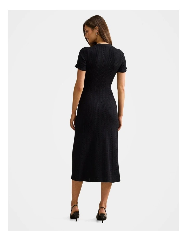 Violetta Stitch Interest Midi Dress in Black image 2