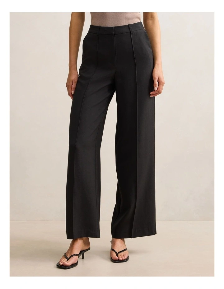 Penelope Pintuck Straight Leg Pants in Black image 1