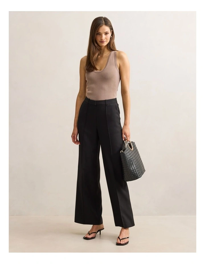 Penelope Pintuck Straight Leg Pants in Black image 5